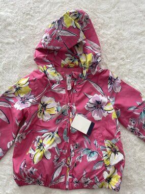 SALE! NWT Gap Kids Rain Jacket Pink with Large Flowers Size 3T